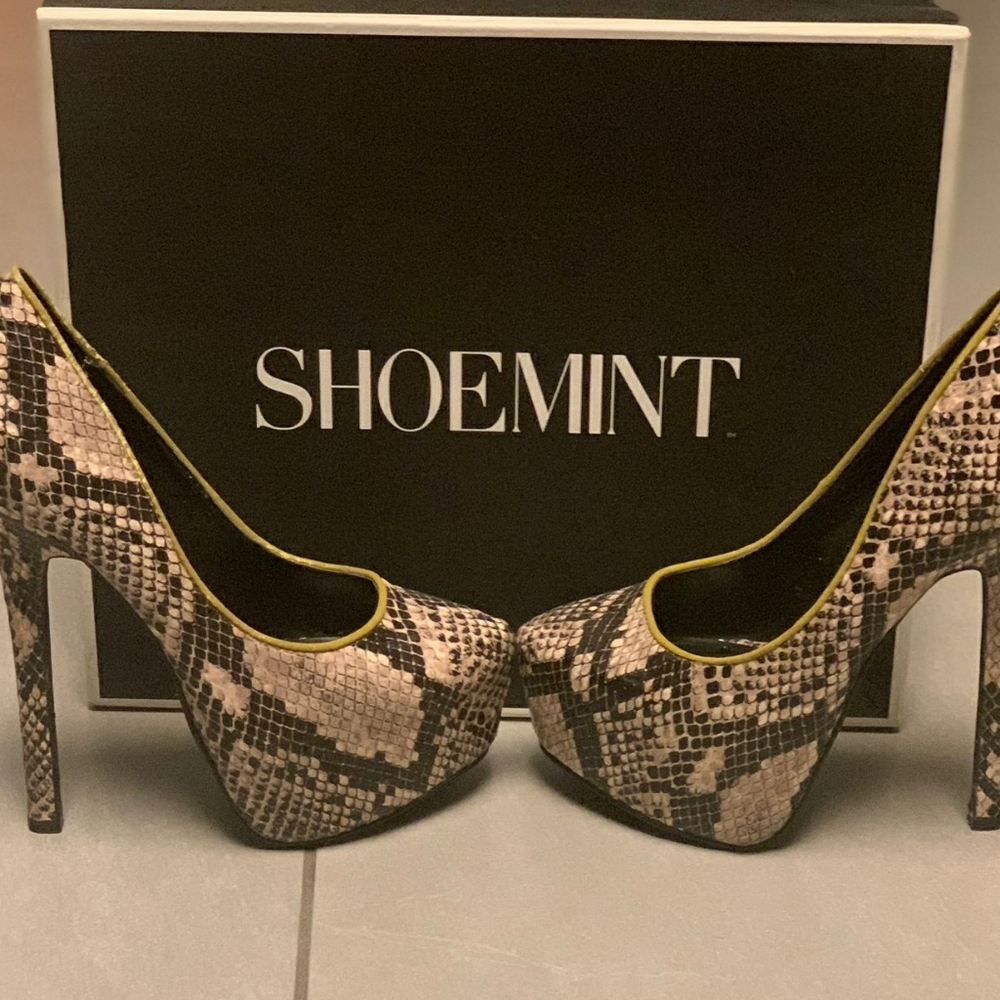 Shoemint Olivia snake skin heels